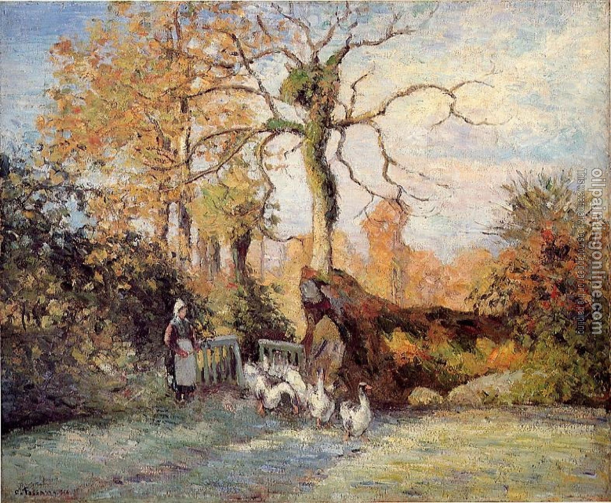 Pissarro, Camille - The Goose Girl at Montfoucault, White Frost